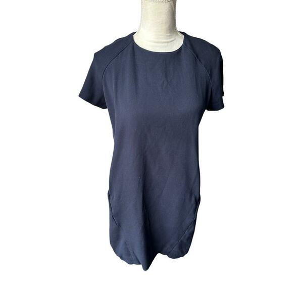 Zara Trafaluc Navy Knit Crewneck Ribbed Hi-Lo Hem Shirt Dress - Large - Picture 2 of 10